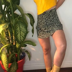 NASTY GAL Green and Black Leopard Print Skirt | 2